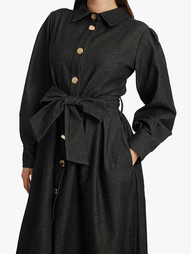 James Lakeland Midi Denim Shirt Dress, Black