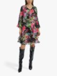 James Lakeland Floral Wave Hem Mini Dress, Multi