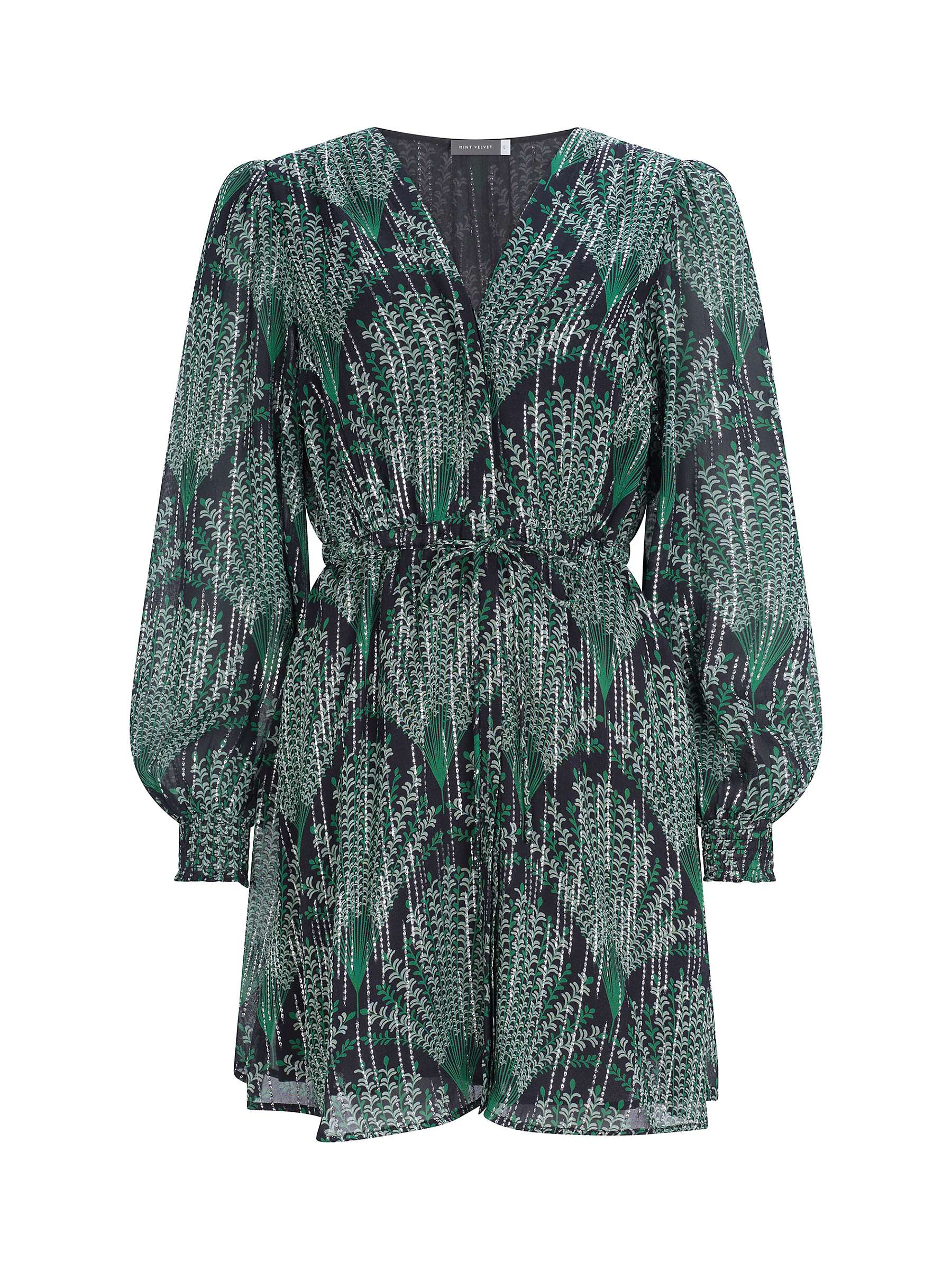 Buy Mint Velvet Jacquard Botanical Print Mini Dress, Dark Green Online at johnlewis.com