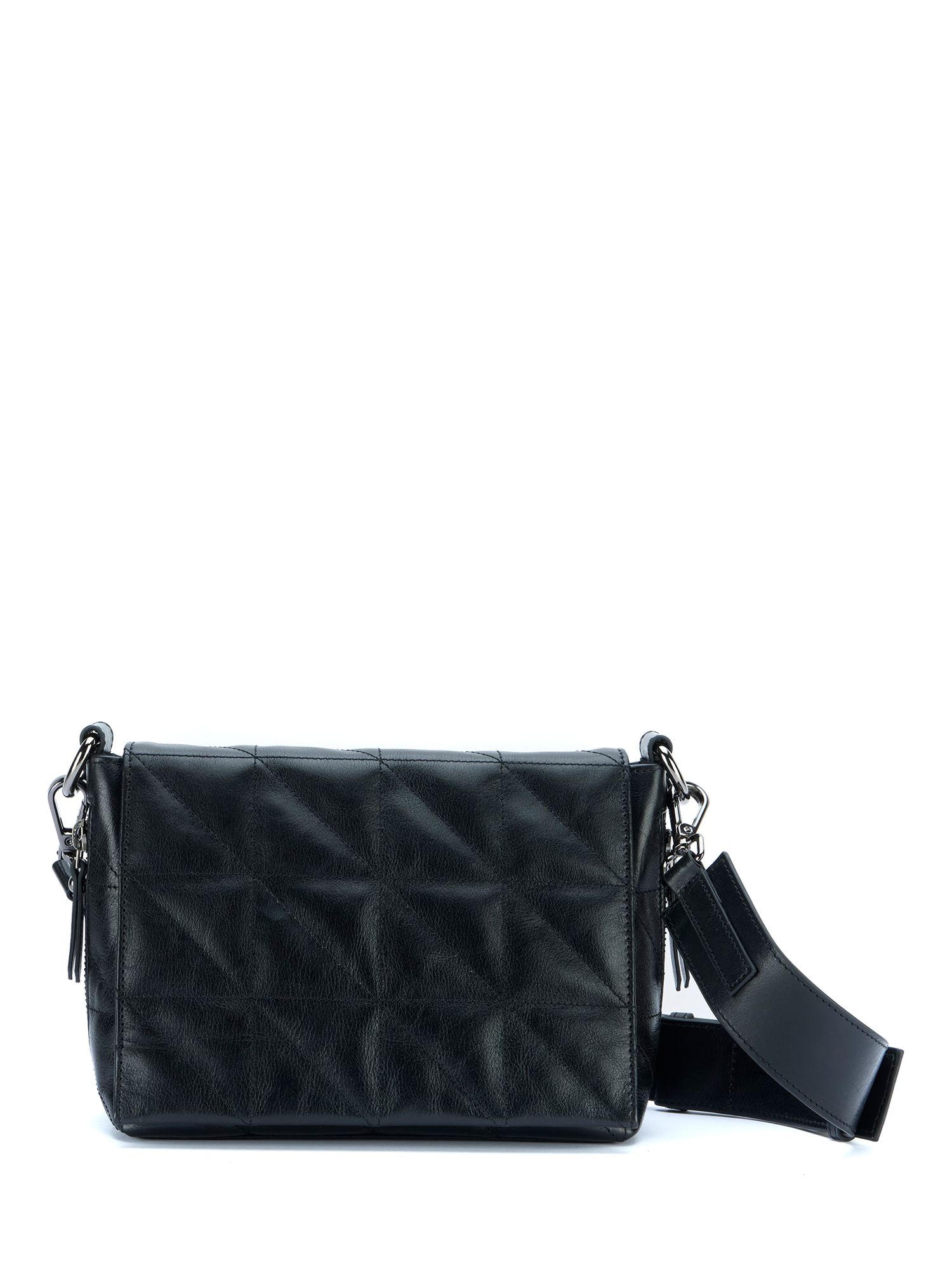 Mint Velvet Quilted Leather Crossbody Bag, Black, One Size