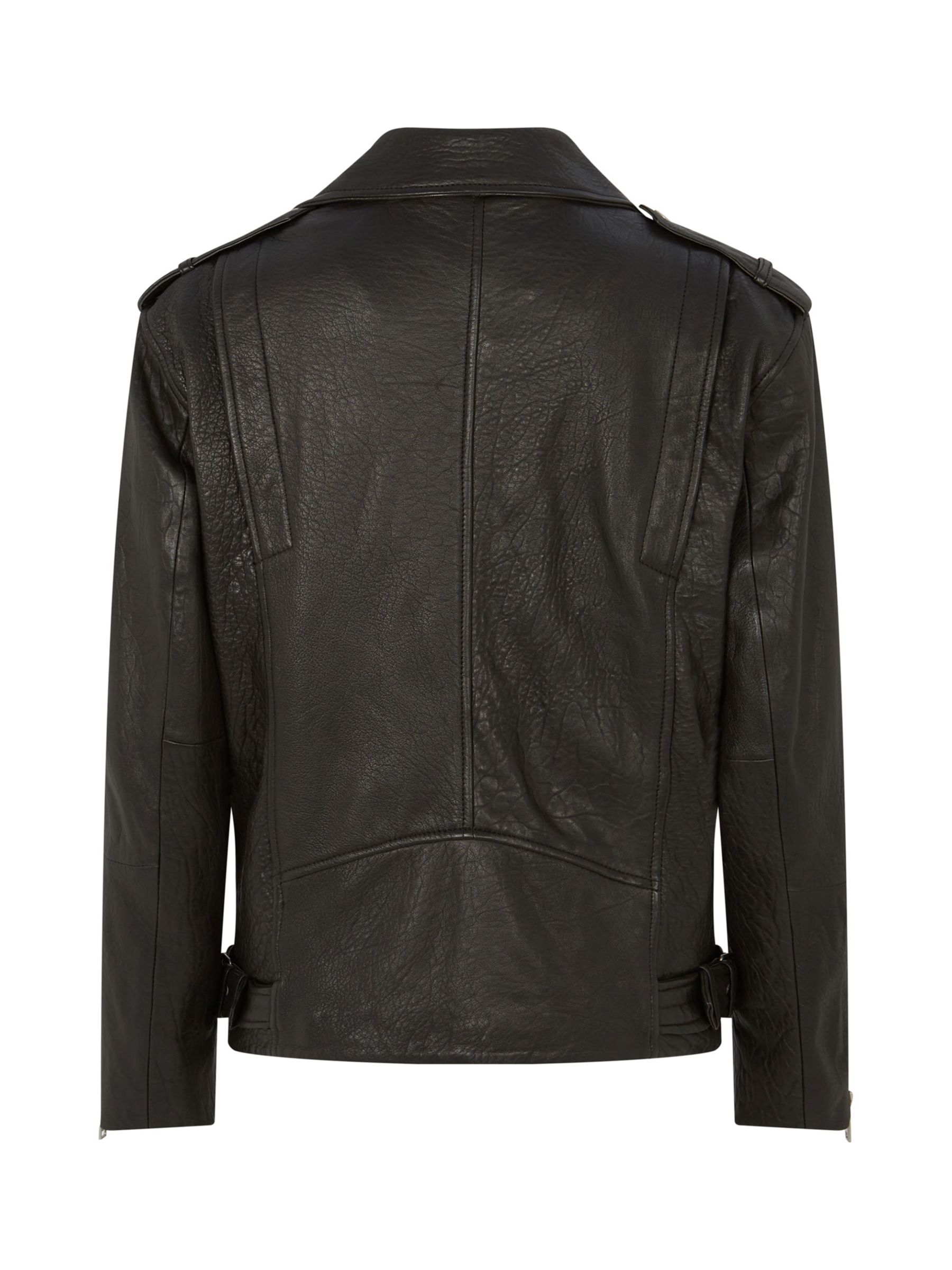 Buy Mint Velvet Oversized Leather Biker Jacket, Black Online at johnlewis.com
