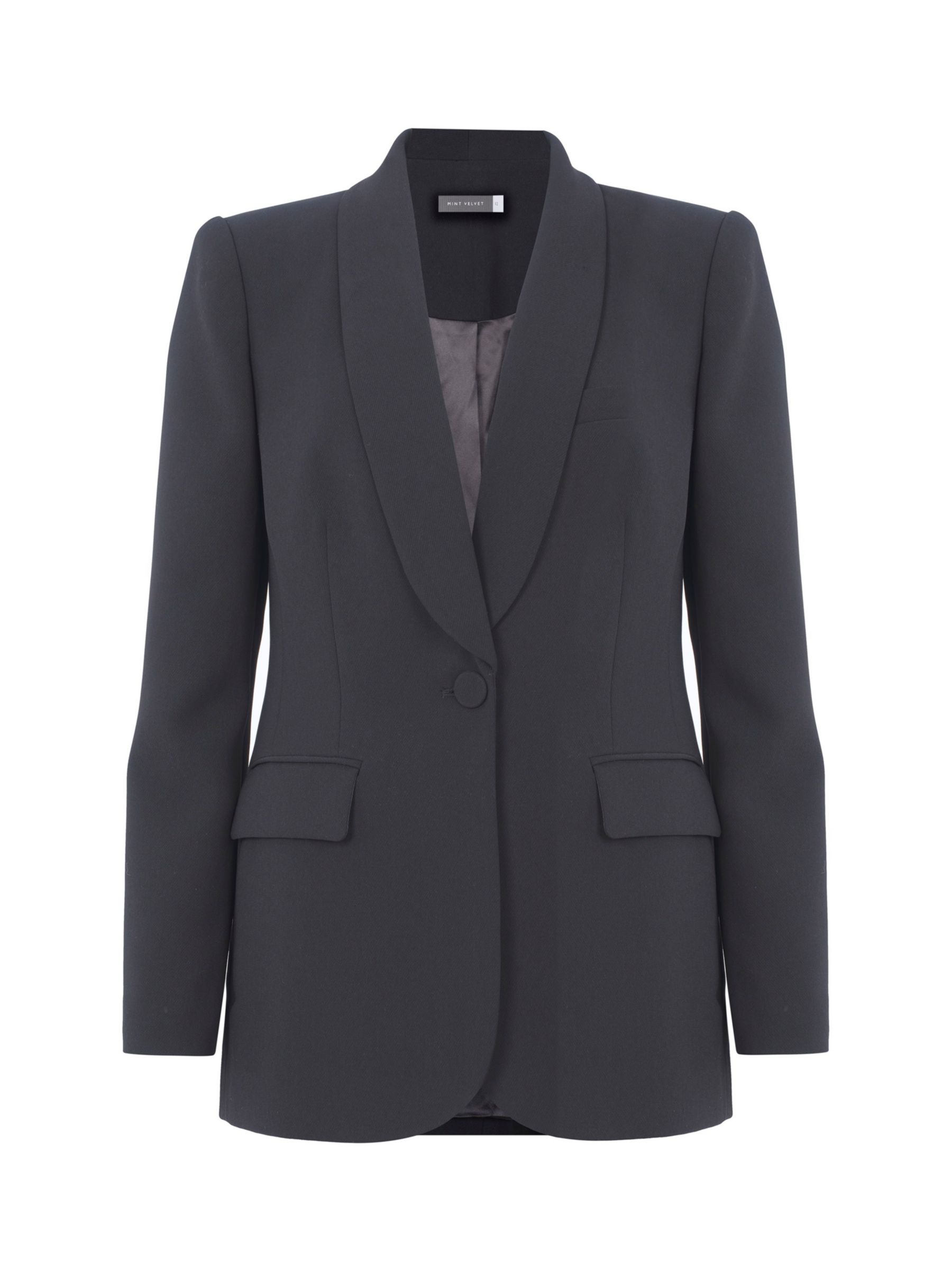 Mint Velvet Shawl Collar Blazer, Black at John Lewis & Partners