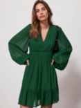 Mint Velvet Ruched Waist Mini Dress, Mid Green, Mid Green