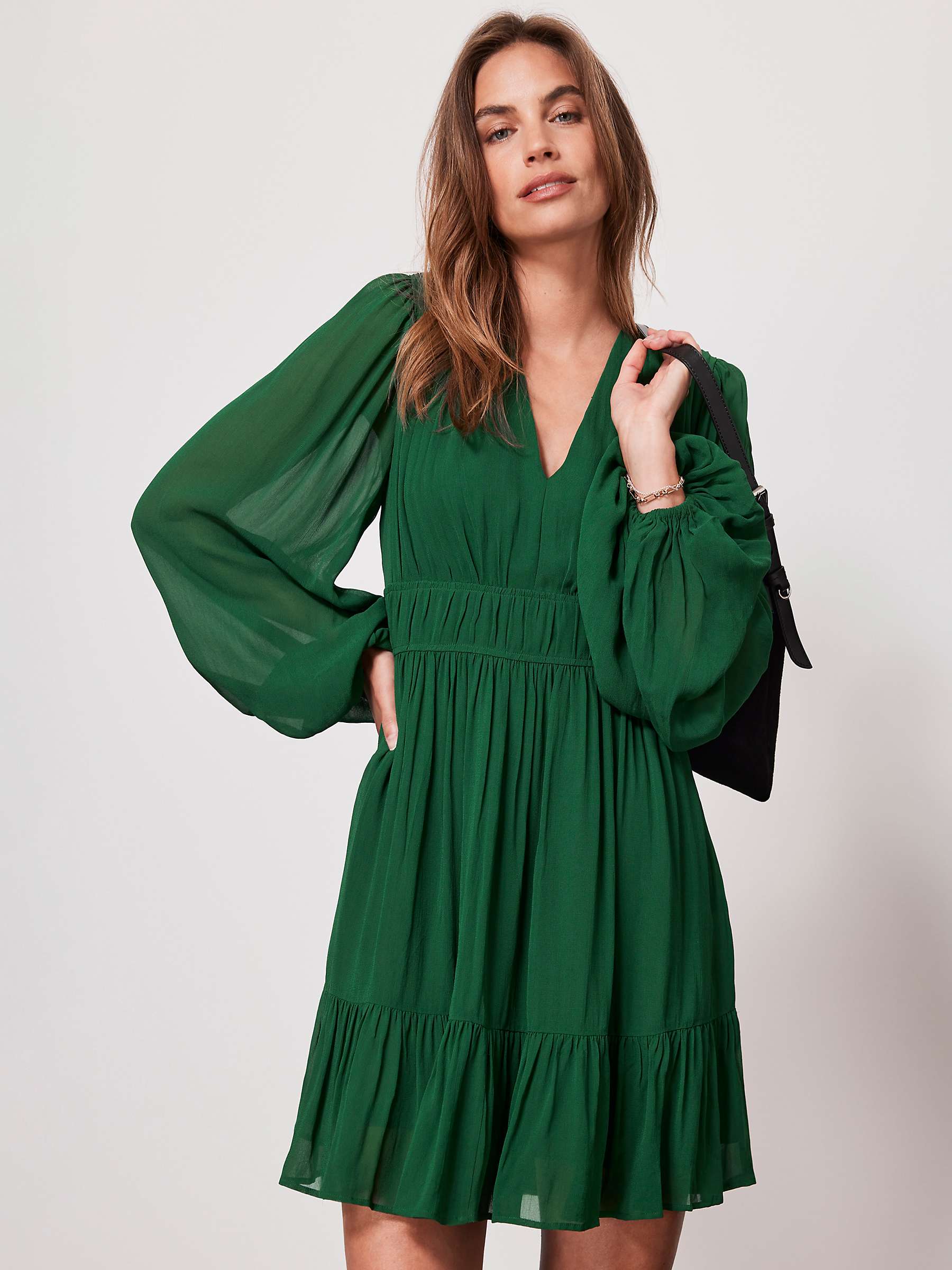Buy Mint Velvet Ruched Waist Mini Dress, Mid Green Online at johnlewis.com