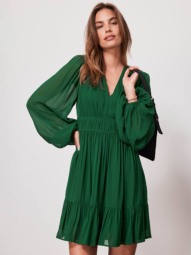 Mint Velvet Ruched Waist Mini Dress, Mid Green