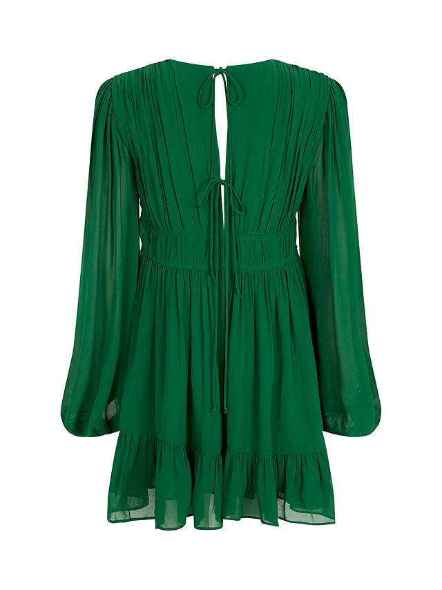Mint Velvet Ruched Waist Mini Dress, Mid Green at John Lewis & Partners