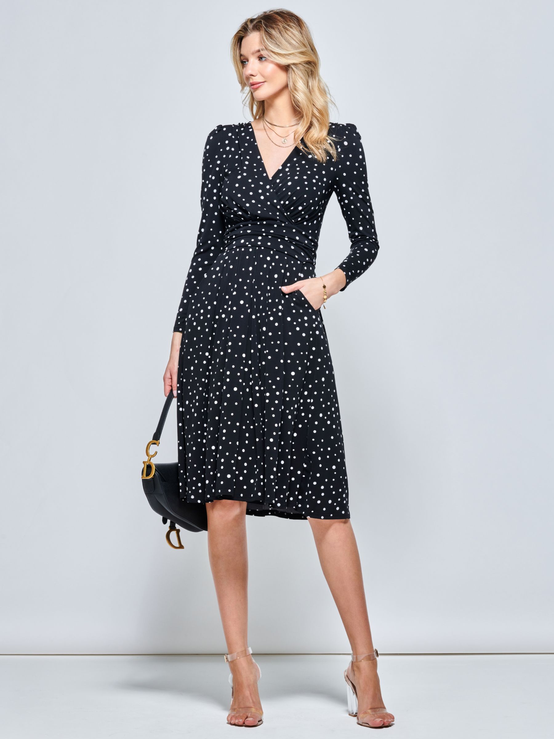 Buy Jolie Moi Spot Print Long Sleeve Jersey Dress Online at johnlewis.com