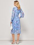 Jolie Moi Floral Long Sleeve Mesh Midi Dress, Blue