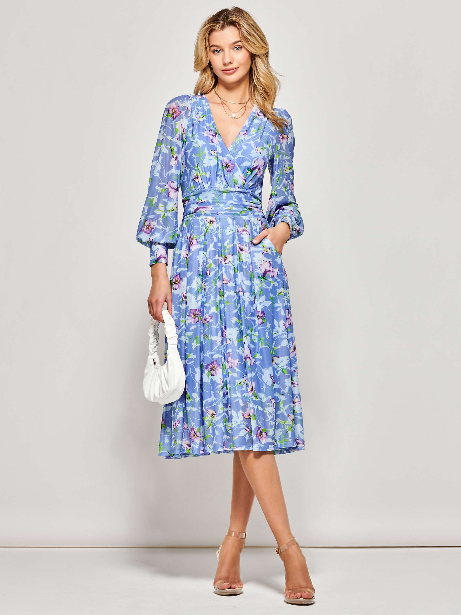 Buy Jolie Moi Floral Long Sleeve Mesh Midi Dress Online at johnlewis.com