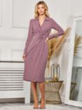 Jolie Moi Long Sleeve Wrap Midi Shirt Dress, Pink Geometric