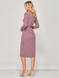 Jolie Moi Long Sleeve Wrap Midi Shirt Dress, Pink Geometric