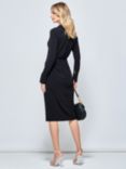 Jolie Moi Long Sleeve Wrap Midi Shirt Dress, Black