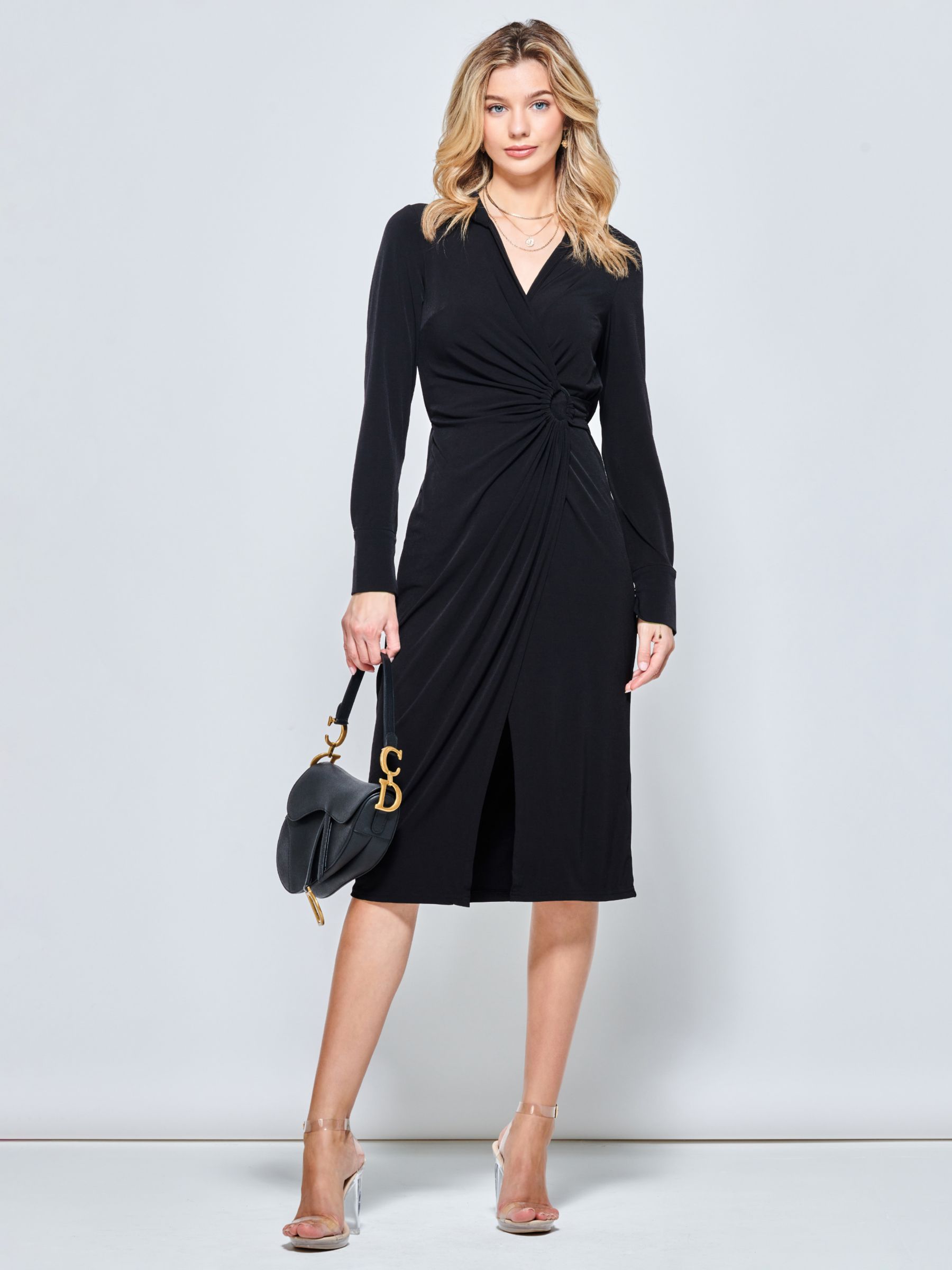 Buy Jolie Moi Long Sleeve Wrap Midi Shirt Dress Online at johnlewis.com