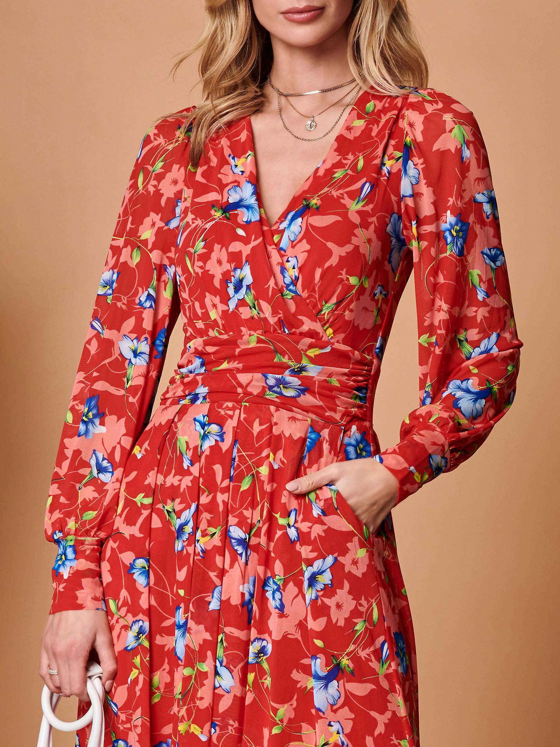 Buy Jolie Moi Floral Long Sleeve Mesh Midi Dress Online at johnlewis.com
