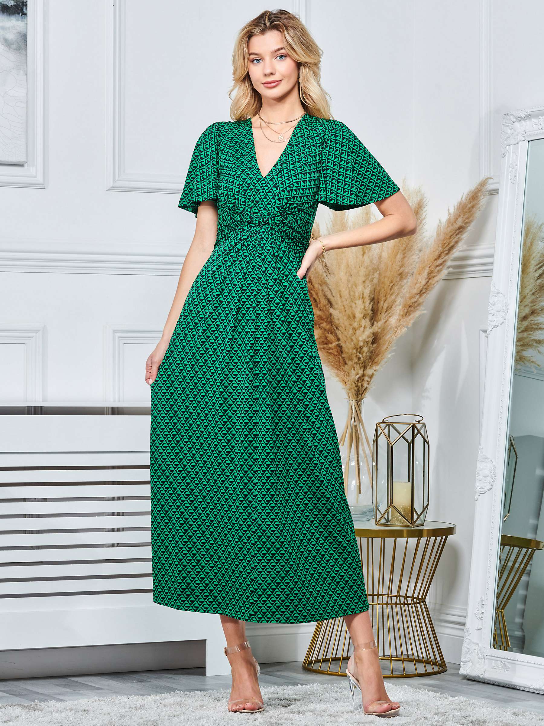 Buy Jolie Moi Geometric Print Midi Dress, Green Online at johnlewis.com