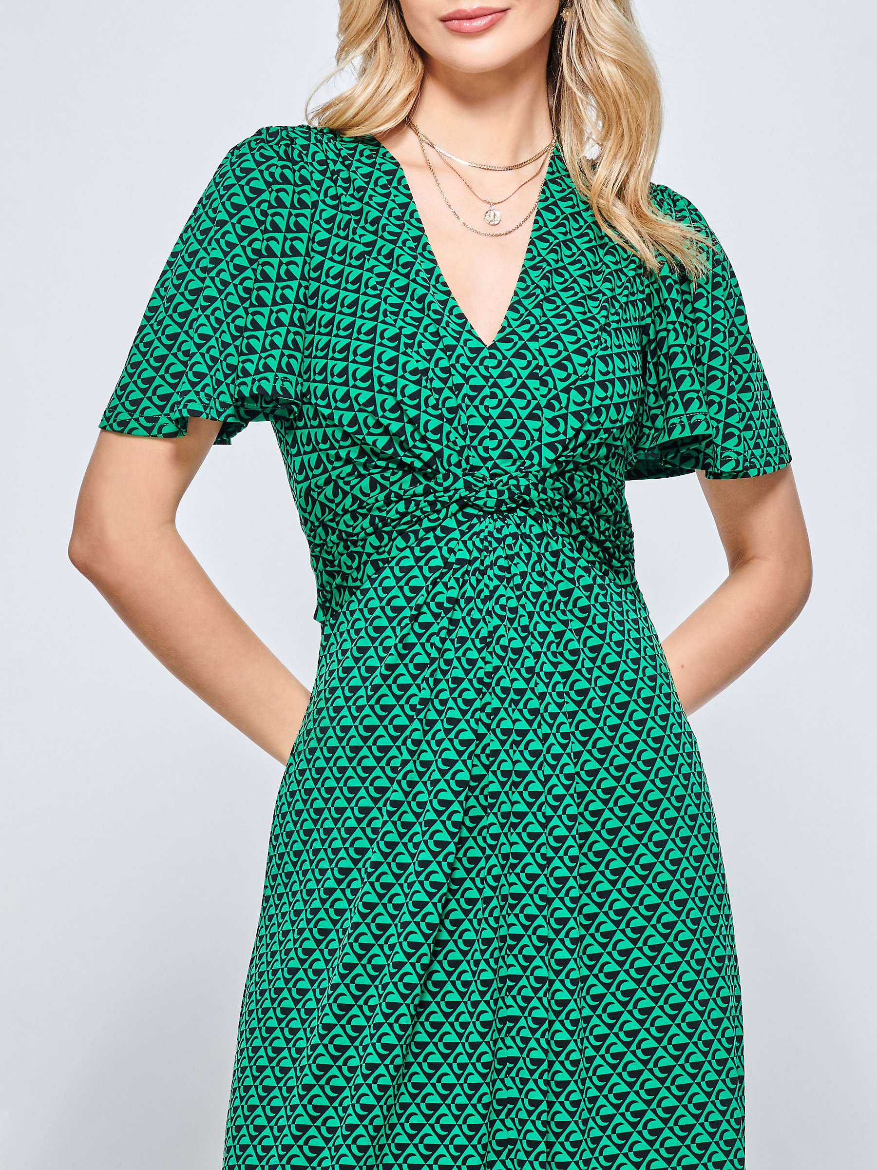 Buy Jolie Moi Geometric Print Midi Dress, Green Online at johnlewis.com