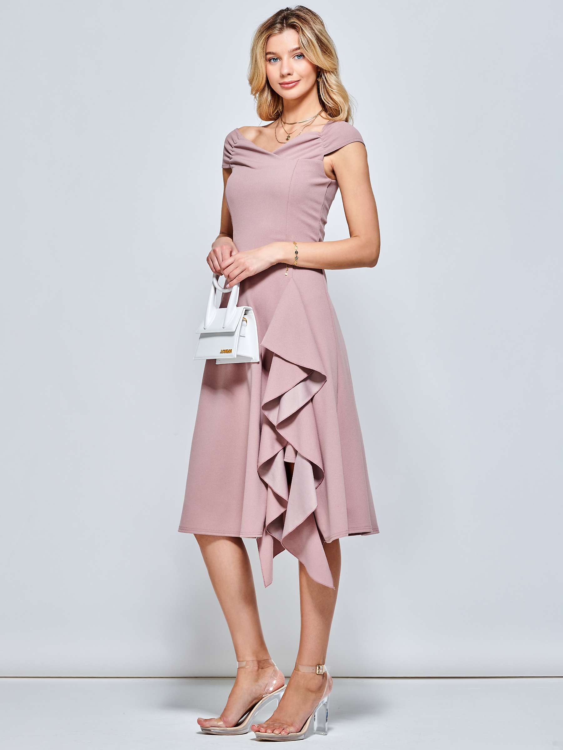 Buy Jolie Moi Skylar Off Shoulder Ruffle Hem Dress Online at johnlewis.com