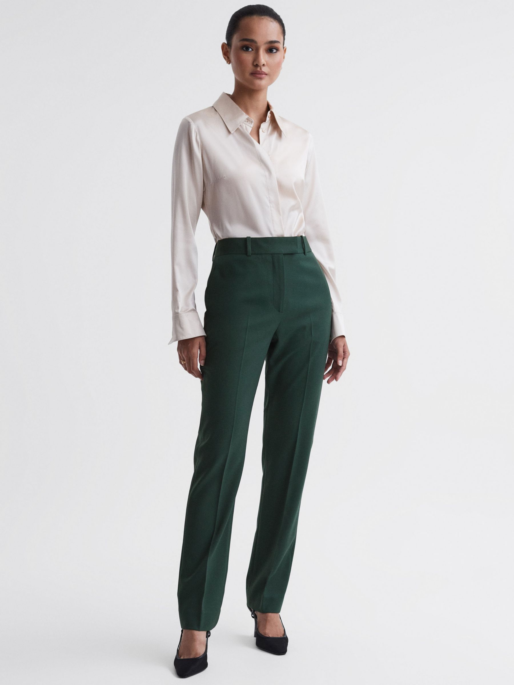 Reiss Jade Slim Fit Trousers, Bottle Green at John Lewis & Partners