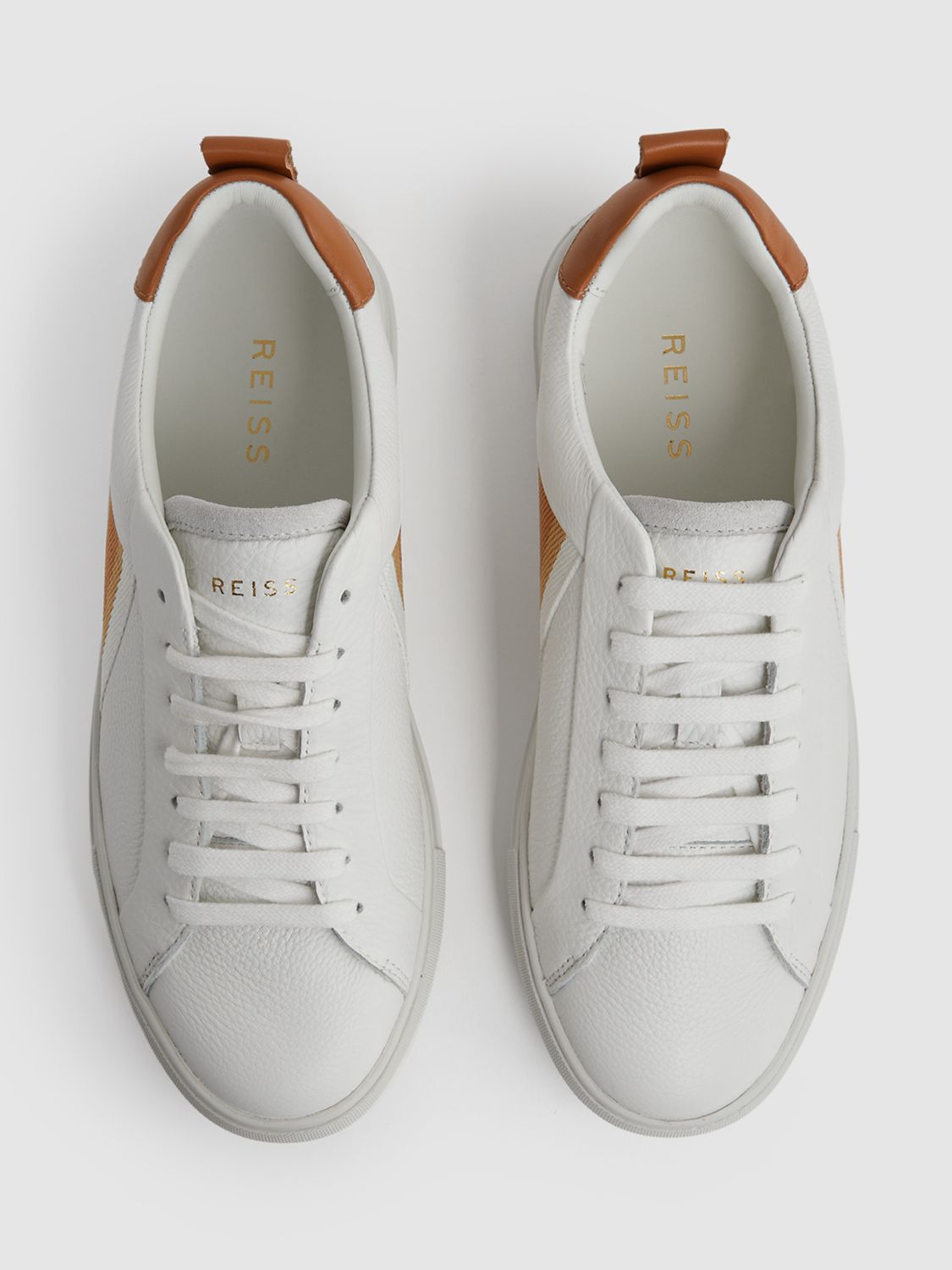 Reiss Sonia Leather Side Stripe Trainers, White/Multi at John Lewis ...