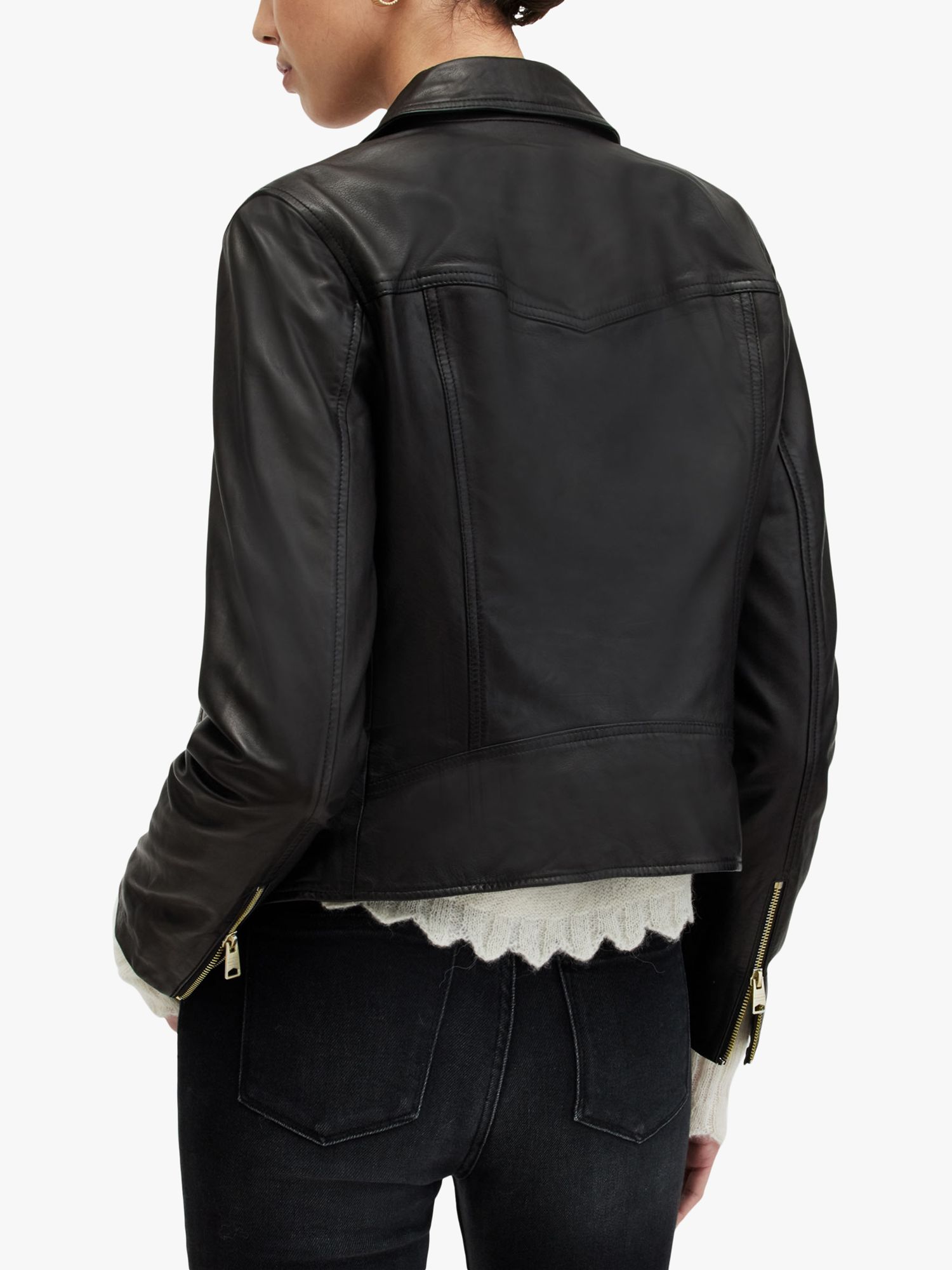 Buy AllSaints Vela Leather Biker Jacket, Black Online at johnlewis.com