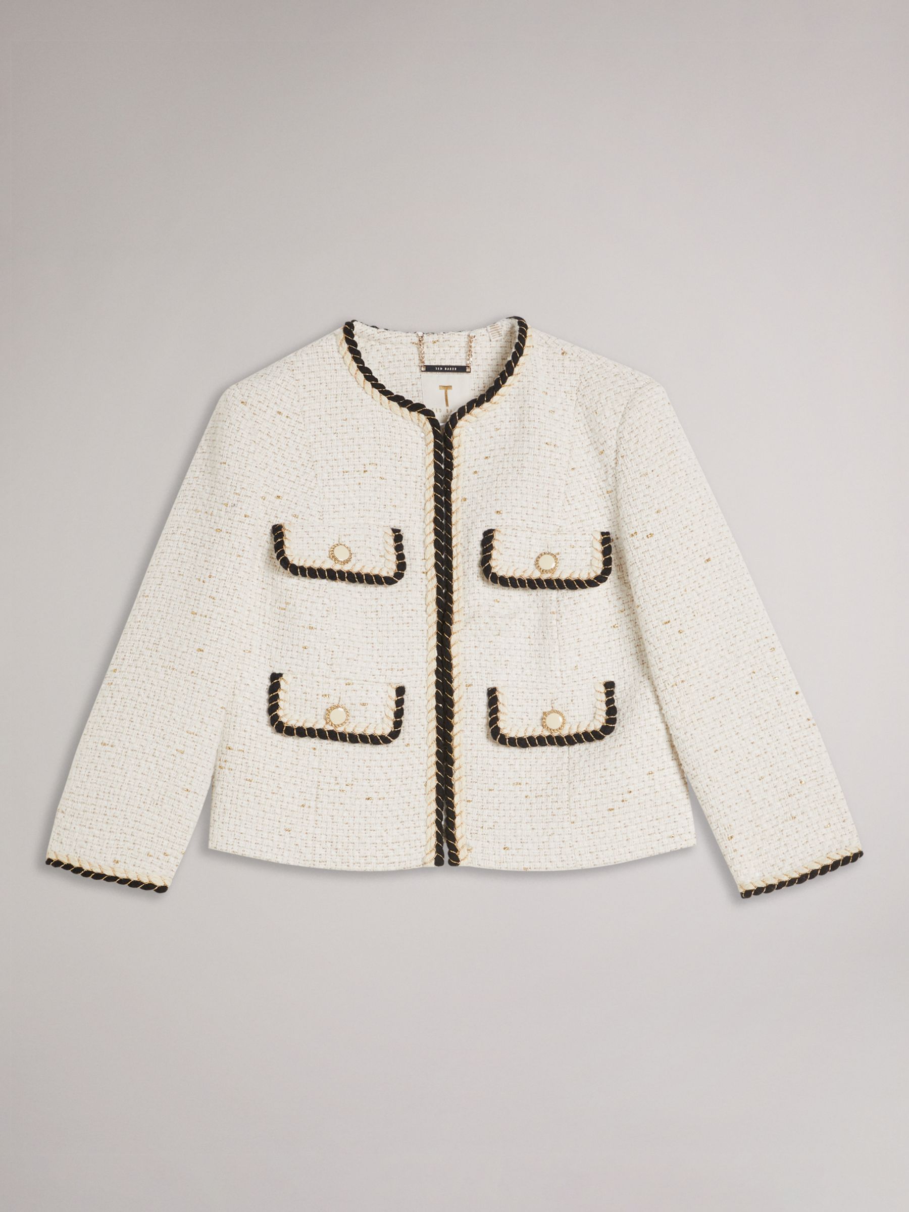 Ted Baker Lioj Open Front Boucle, Natural Ivory