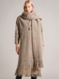 Ted Baker Jilliya Oversized Twill Knit Scarf Coat, Brown Camel