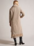Ted Baker Jilliya Oversized Twill Knit Scarf Coat, Brown Camel
