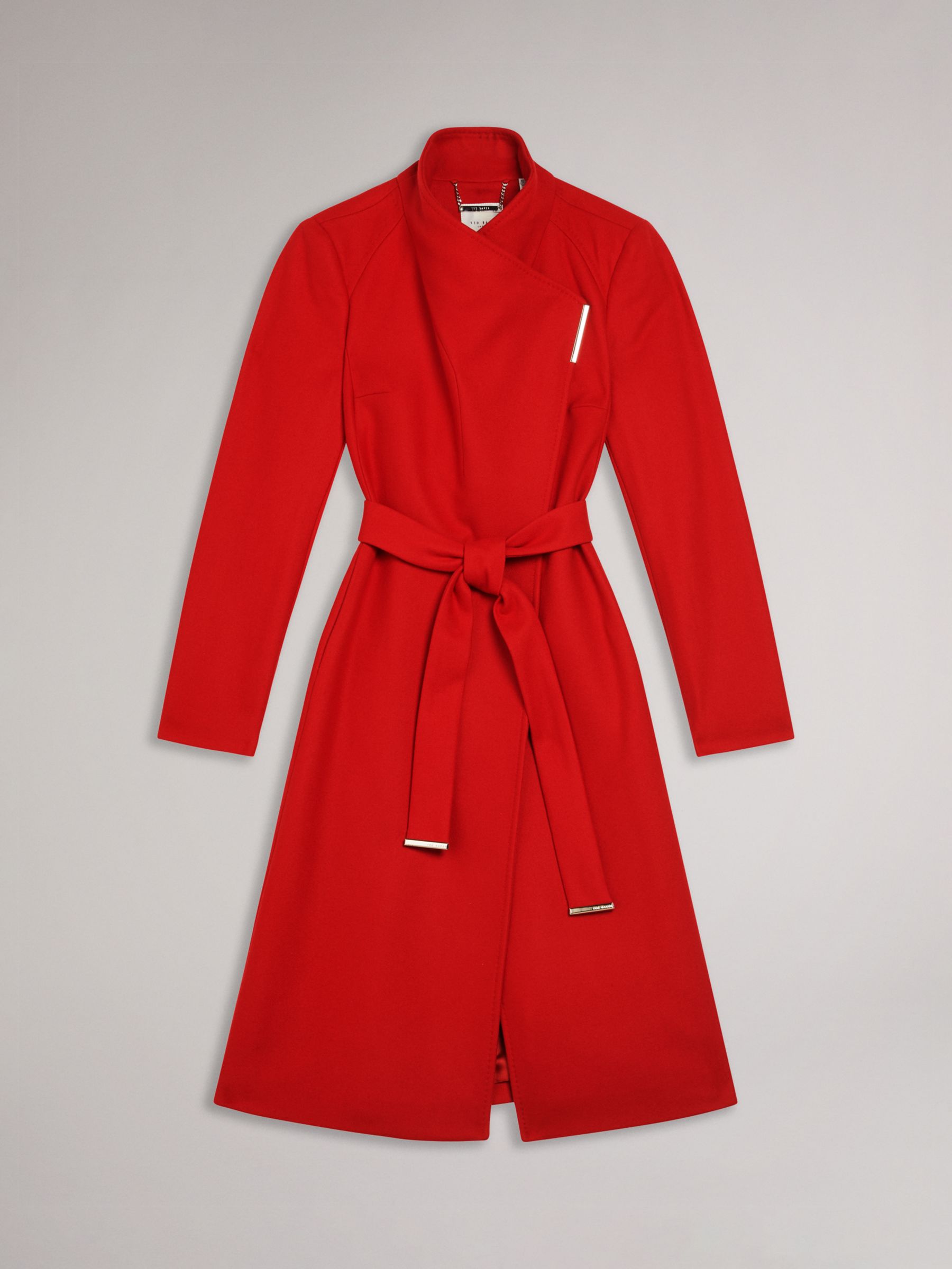 Ted Baker Rose Mid Length Wool Blend Wrap Coat, Red, 6