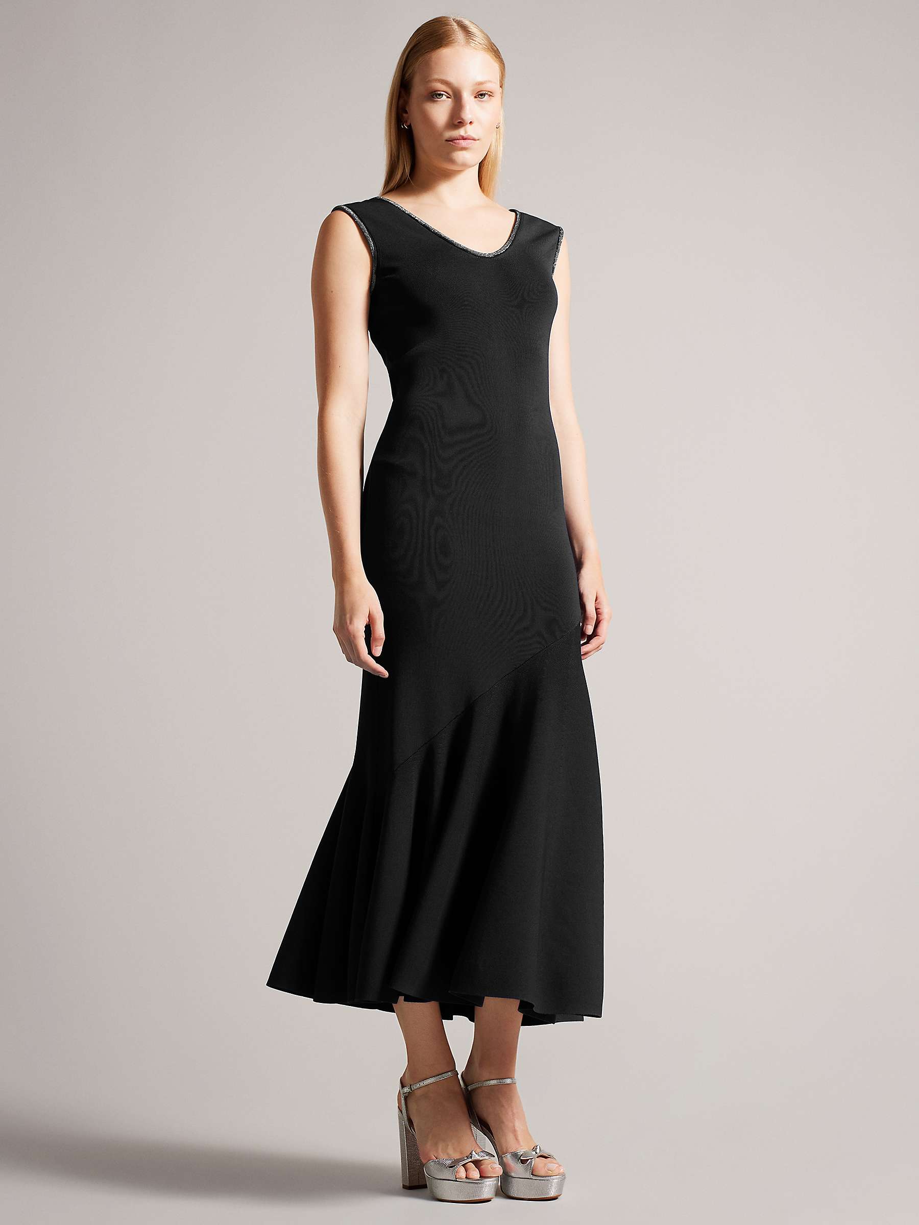 Buy Ted Baker Junella Midaxi Dress With Embellished Neckline, Black Online at johnlewis.com