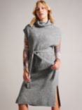 Ted Baker Cesell Funnel Neck Rib Knit Midi Dress, Grey