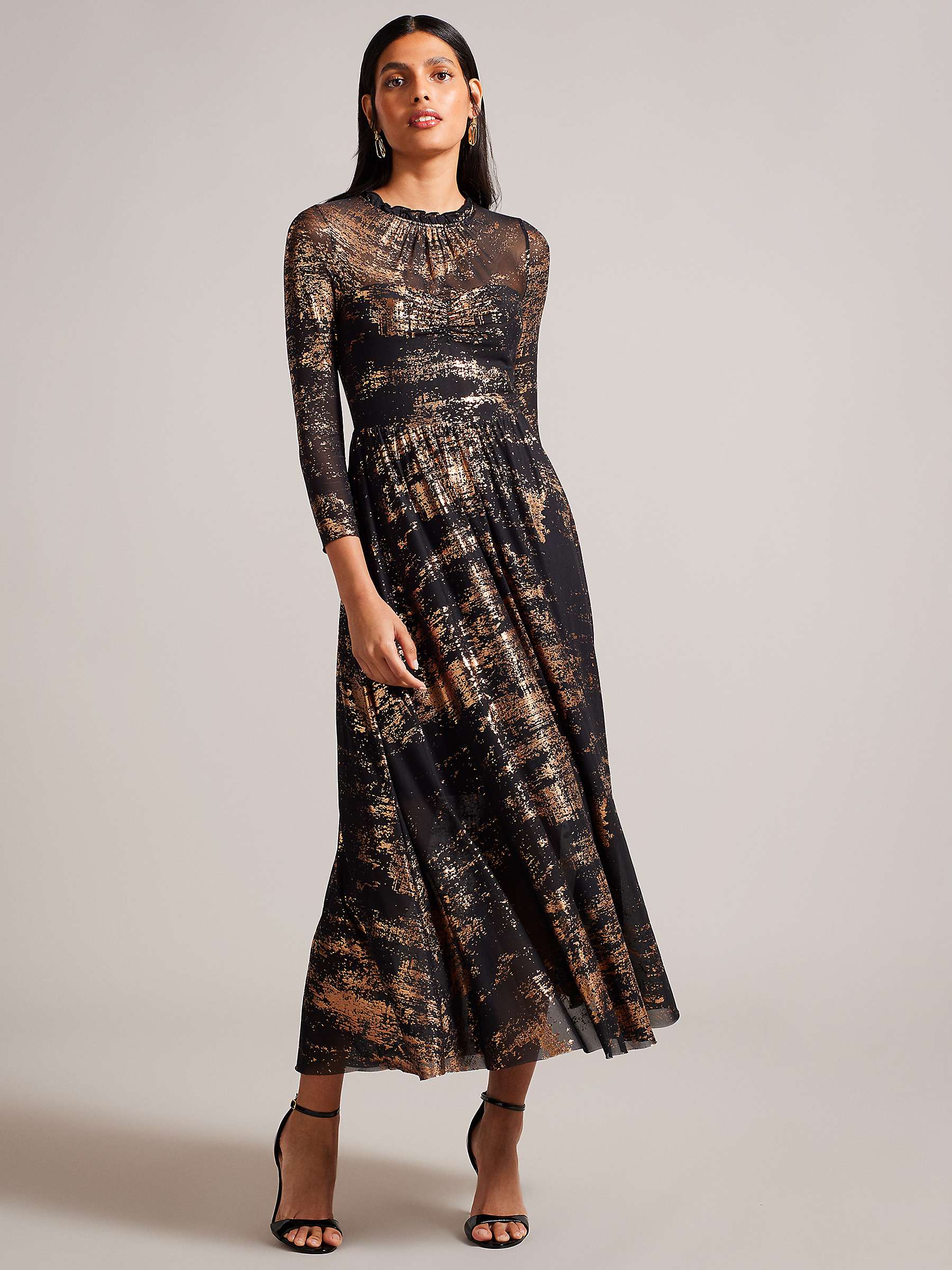 Buy Ted Baker Iggiey Abstract Print Maxi Dress, Black/Gold Online at johnlewis.com