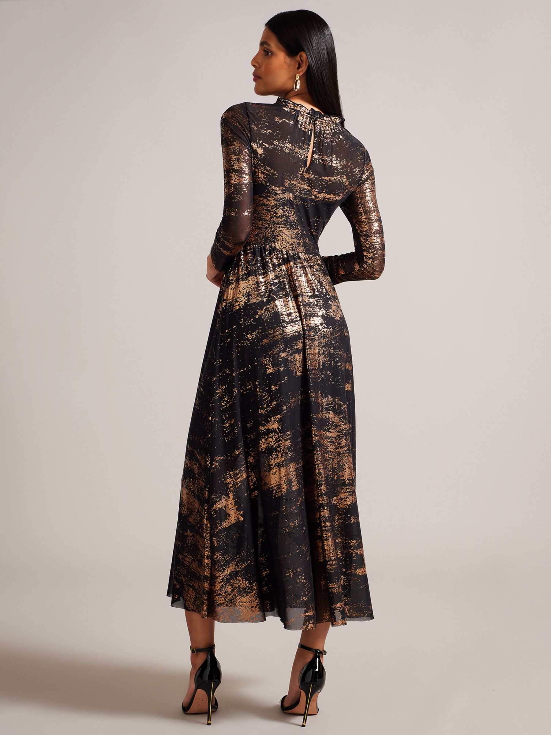 Ted Baker Iggiey Abstract Print Maxi Dress, Black/Gold at John Lewis ...