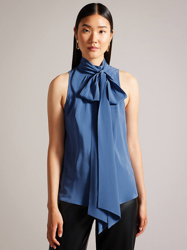Ted Baker Immie Pussybow Blouse, Blue at John Lewis & Partners