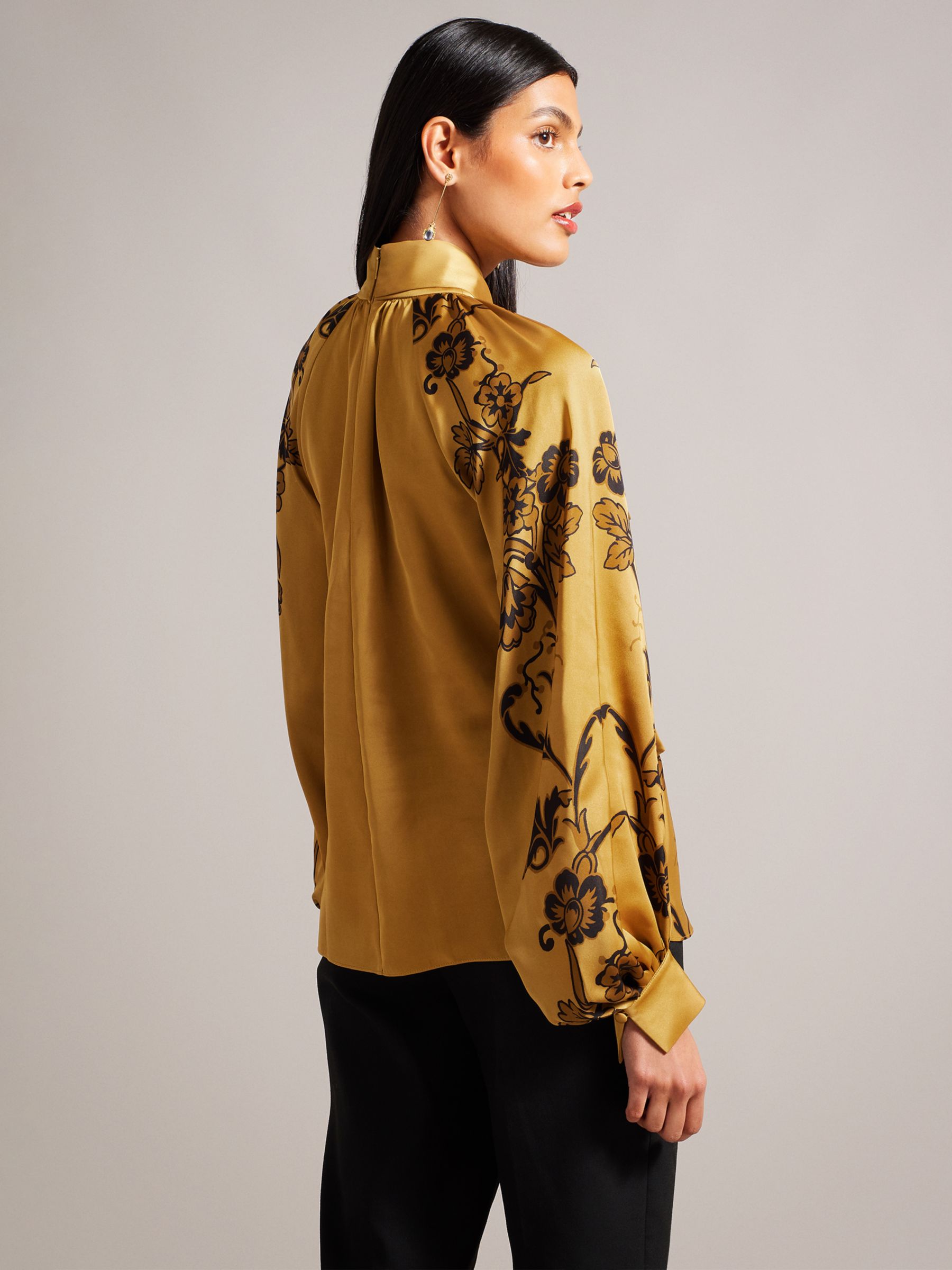Ted Baker Trischa Pussybow Blouse, Tan at John Lewis & Partners