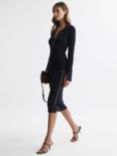 Reiss Michelle Block Knitted Dress, Navy, Navy