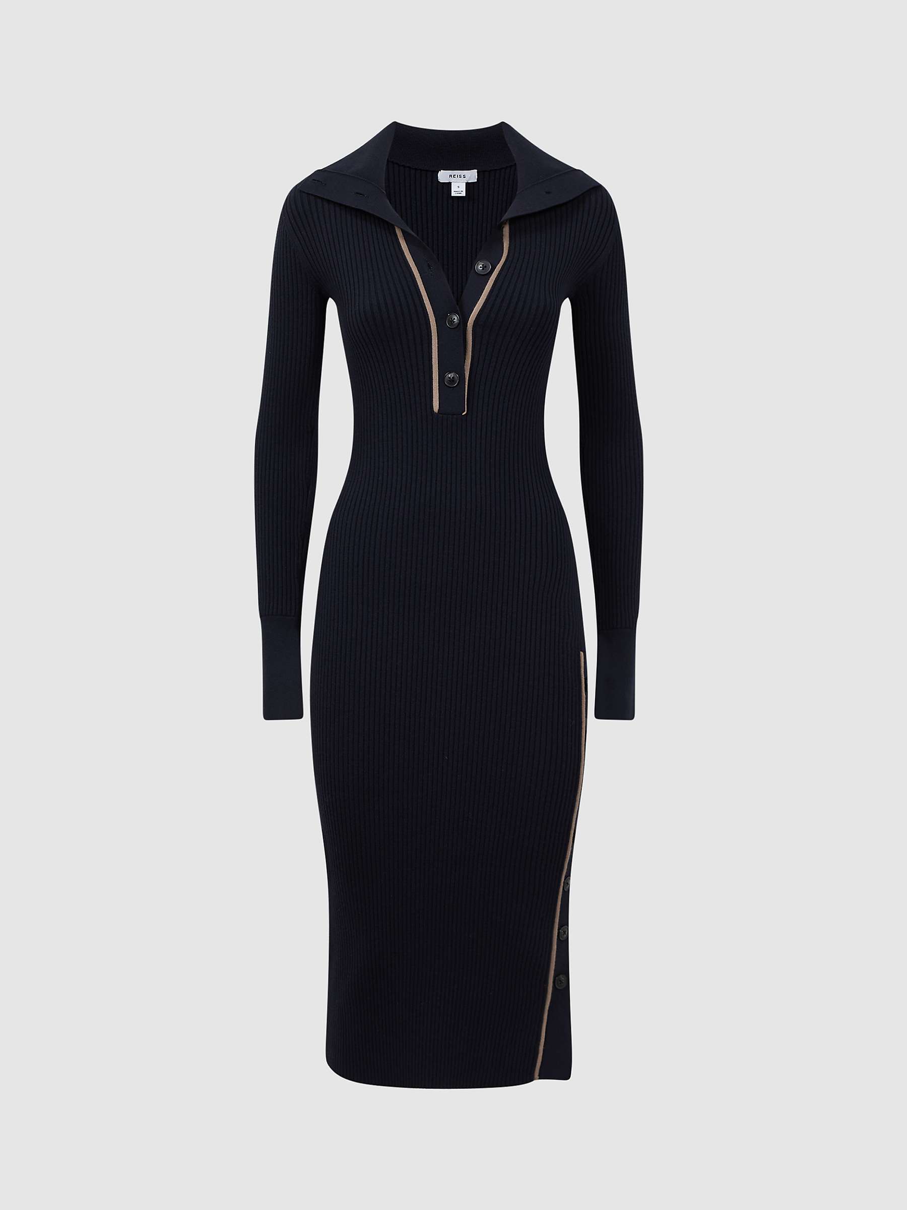 Buy Reiss Michelle Block Knitted Dress, Navy Online at johnlewis.com