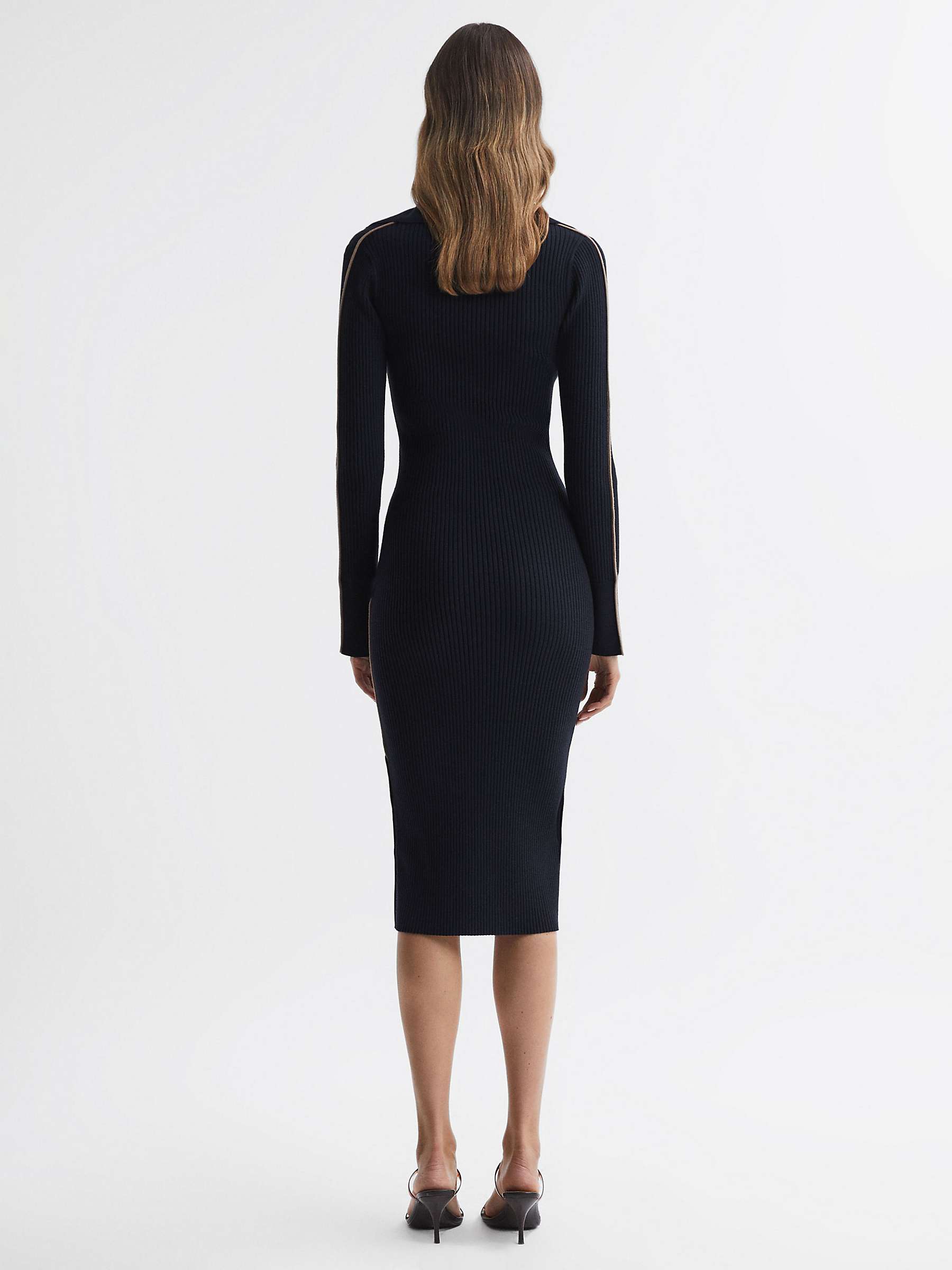 Buy Reiss Michelle Block Knitted Dress, Navy Online at johnlewis.com