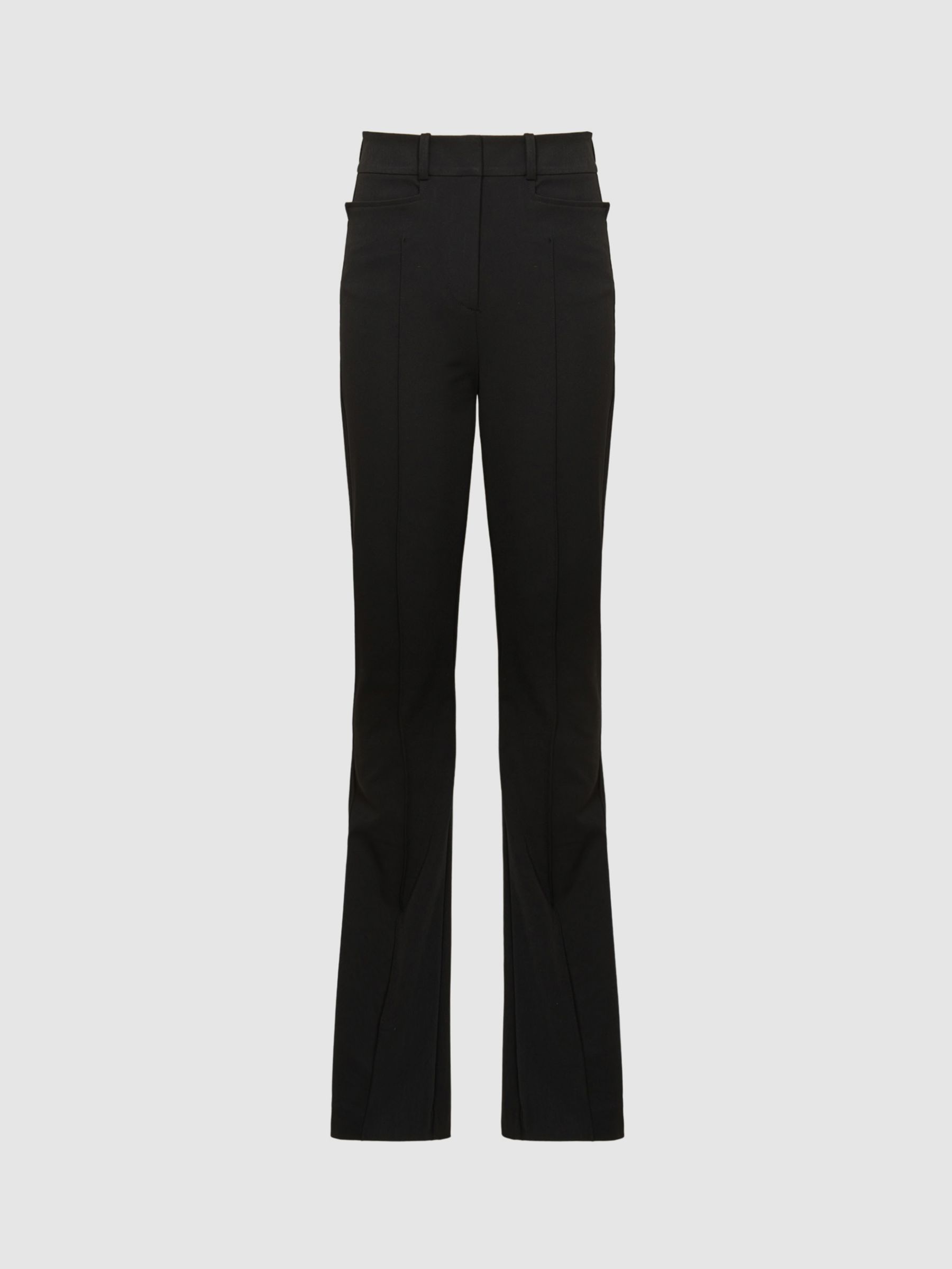 Reiss Petite Dylan Flared Trousers, Black at John Lewis & Partners