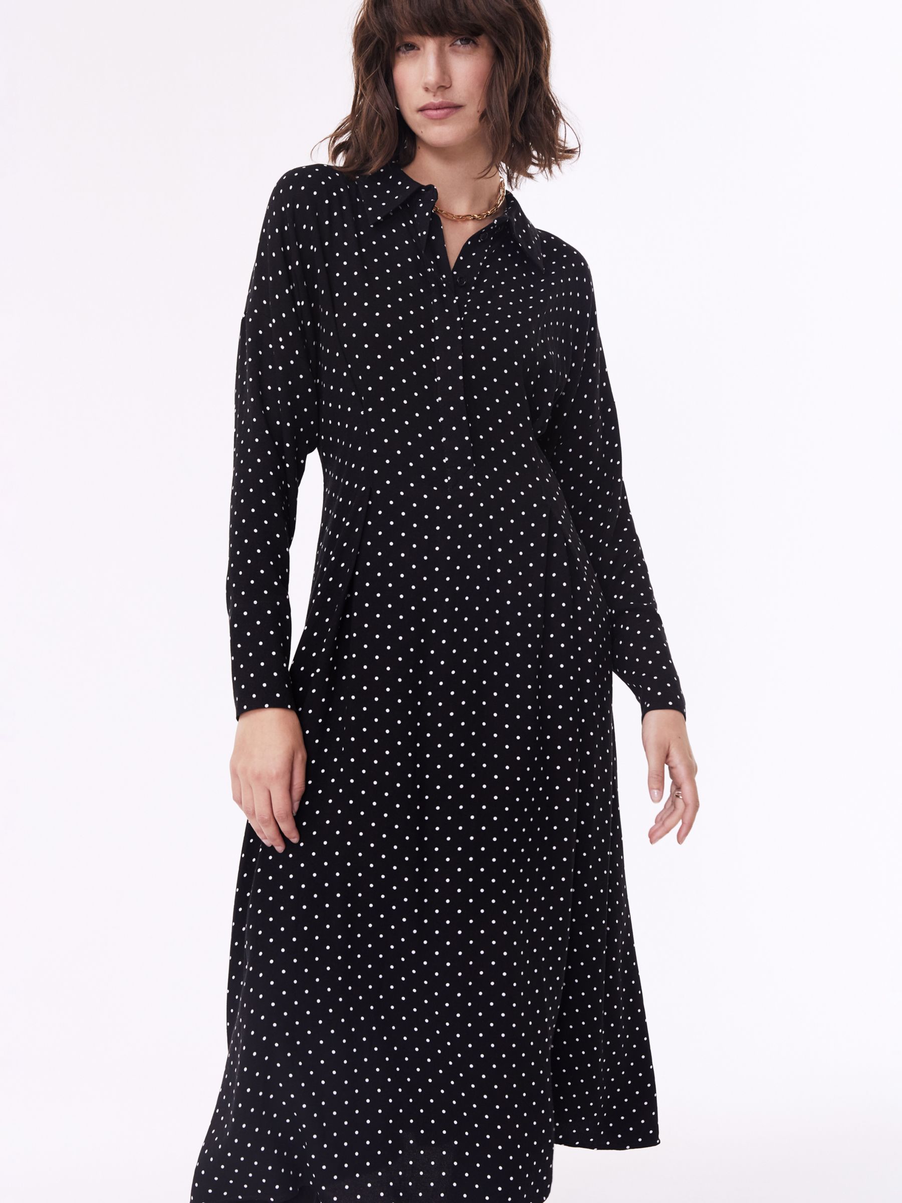 Baukjen Becky Polka Dot Midi Dress, Black/White at John Lewis & Partners