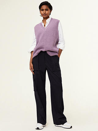Baukjen Katalina Oversized Recycled Wool Knitted Vest, Lavender
