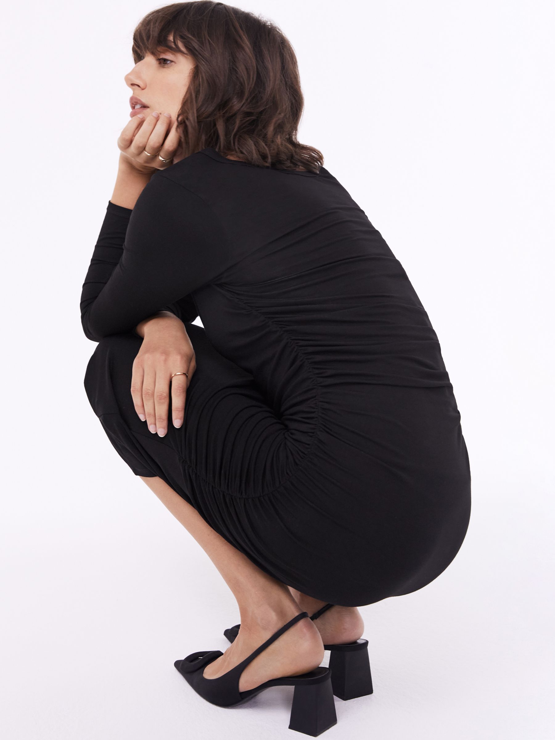 Baukjen Petra Midi Bodycon Dress, Black at John Lewis & Partners