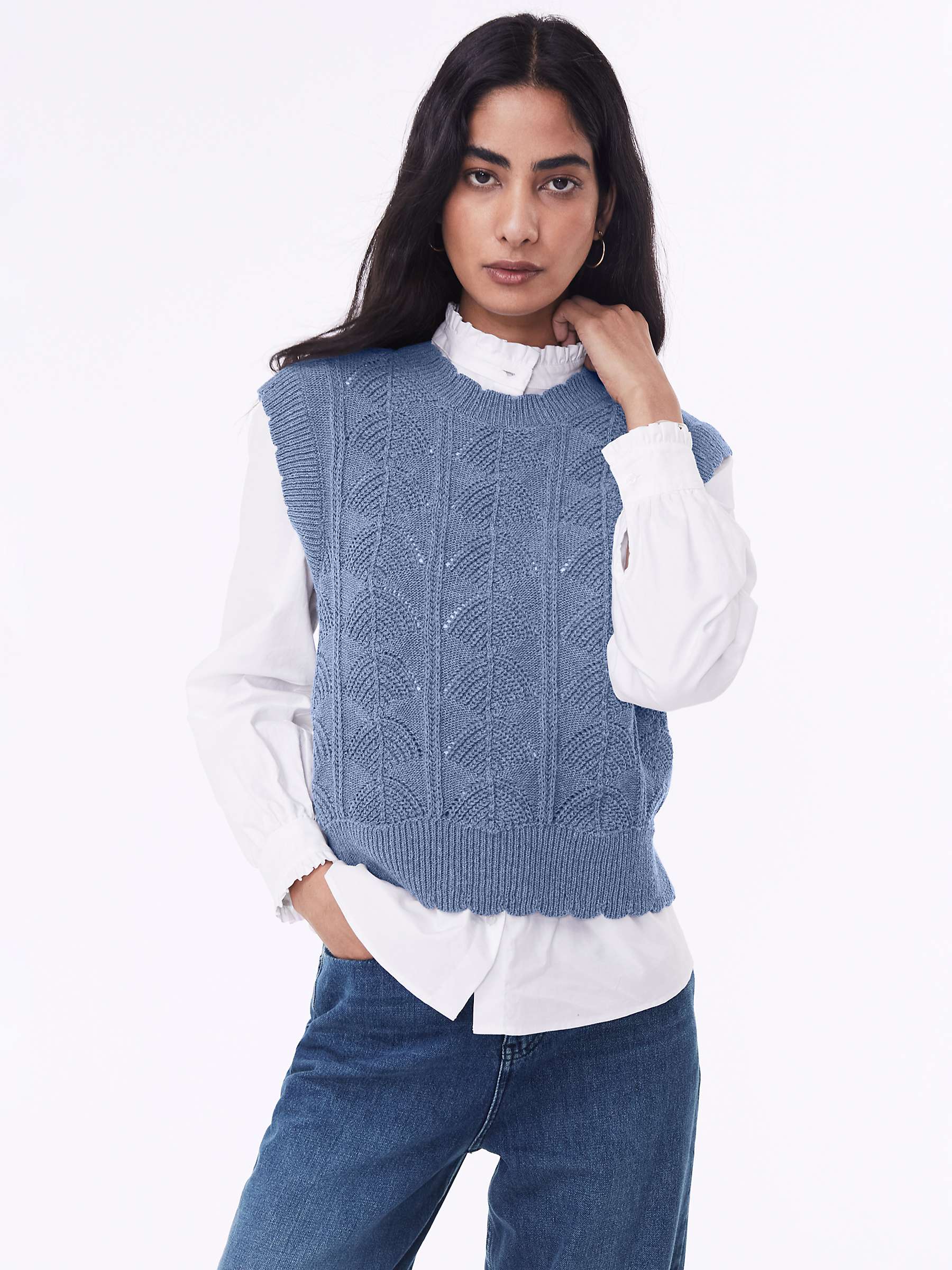 Buy Baukjen Rochelle Cotton Blend Knitted Vest, Denim Blue Online at johnlewis.com