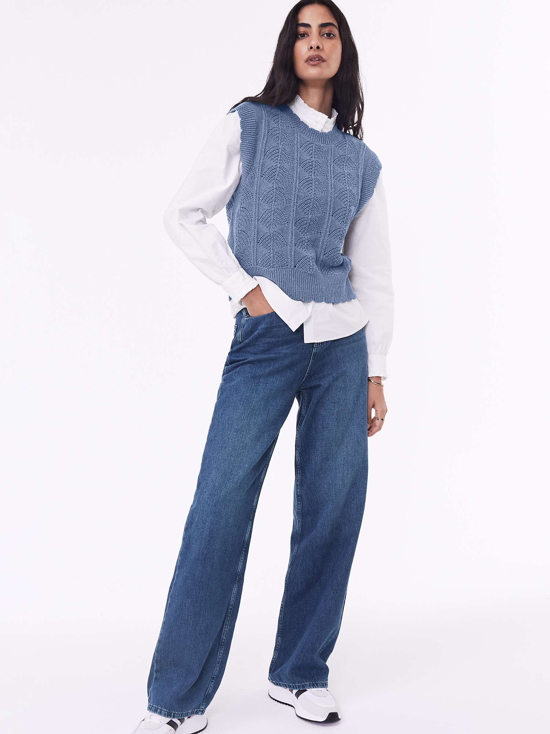 Buy Baukjen Rochelle Cotton Blend Knitted Vest, Denim Blue Online at johnlewis.com