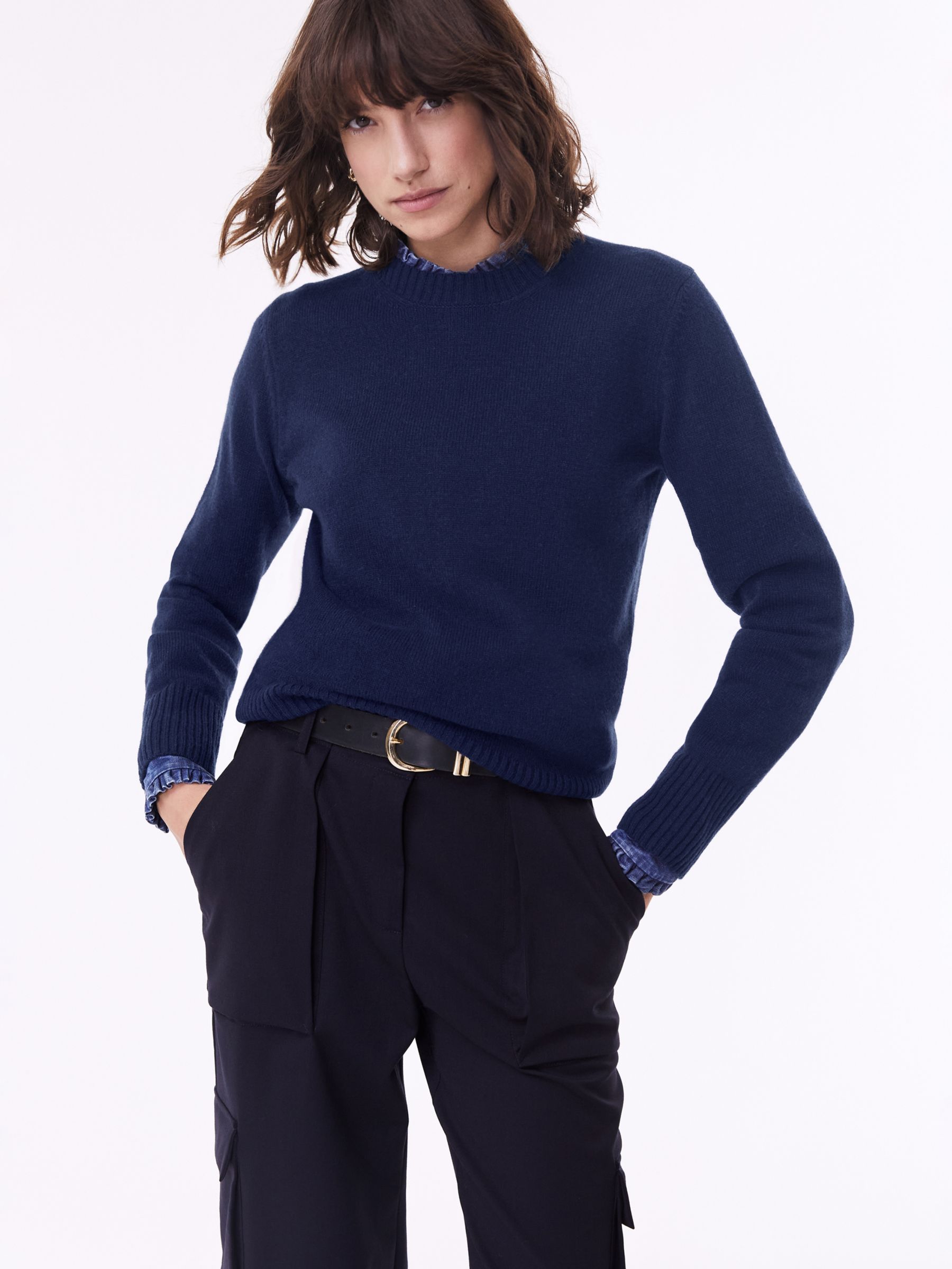 Baukjen Sandy Recycled Merino Wool Jumper, Navy at John Lewis & Partners