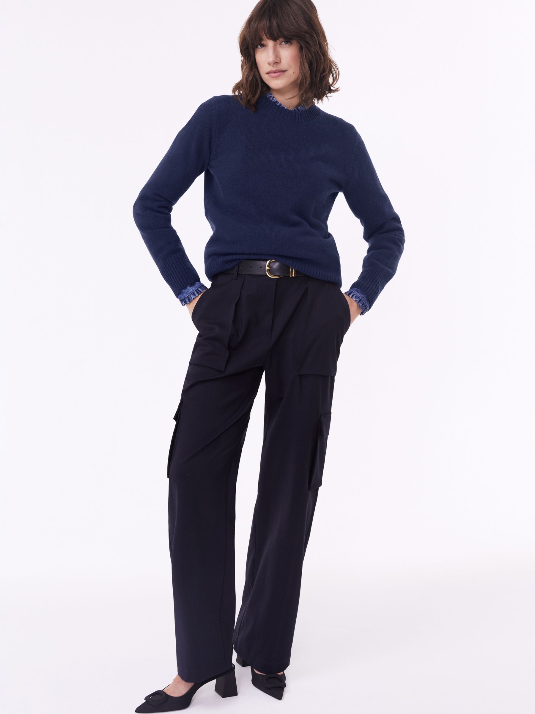 Baukjen Sandy Recycled Merino Wool Jumper, Navy at John Lewis & Partners