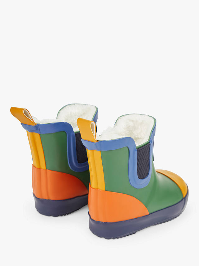 JoJo Maman Bébé Kids' Lined Colour Block Wellington Boots, Khaki