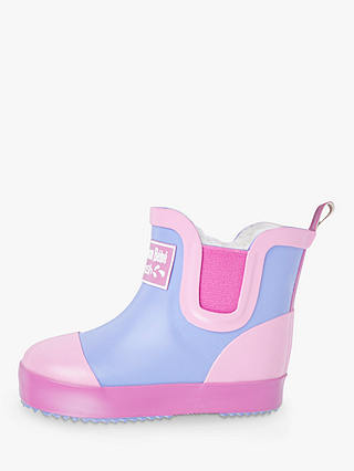 JoJo Maman Bébé Kids' Lined Colour Block Wellington Boots, Pink