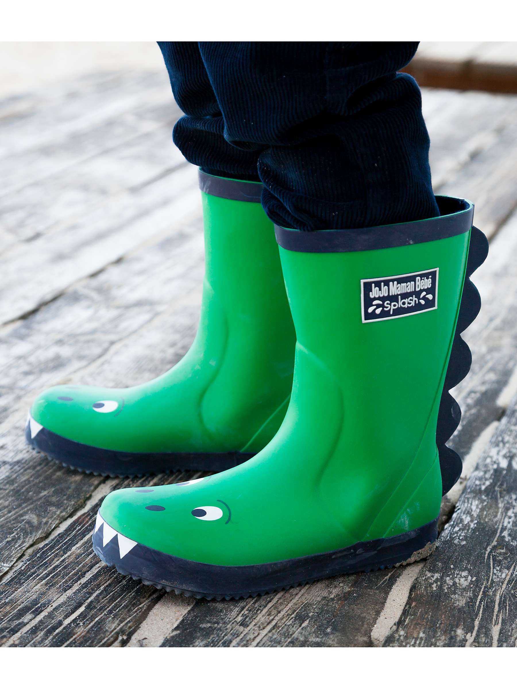 Buy JoJo Maman Bébé Kids' Dino Wellington Boots, Green Online at johnlewis.com