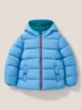 White Stuff Kids' Quilted Puffer Hooded Jacket, Bright Teal