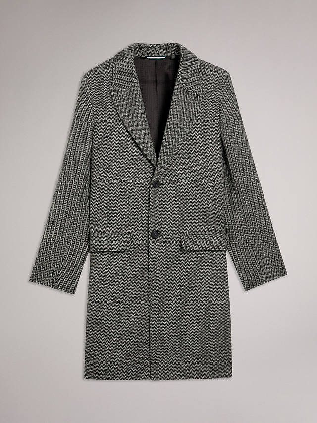 Ted Baker Raywood British Wool Herringbone Overcoat, Grey